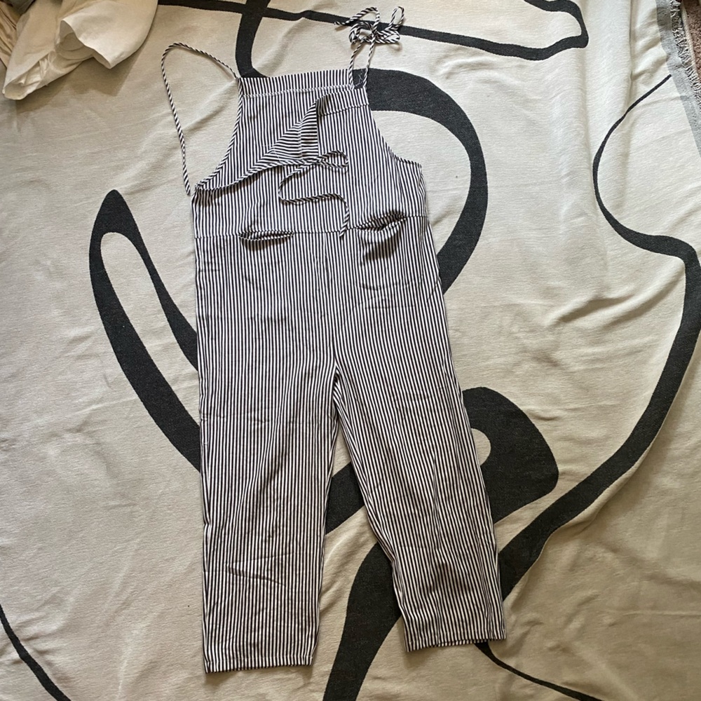 Black and white striped jumpsuit